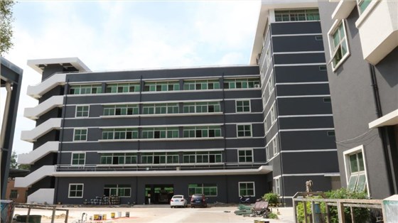 廣東華算工業(yè)地產(chǎn)中山廠房 馬賽克外墻涂料翻新水包砂效果